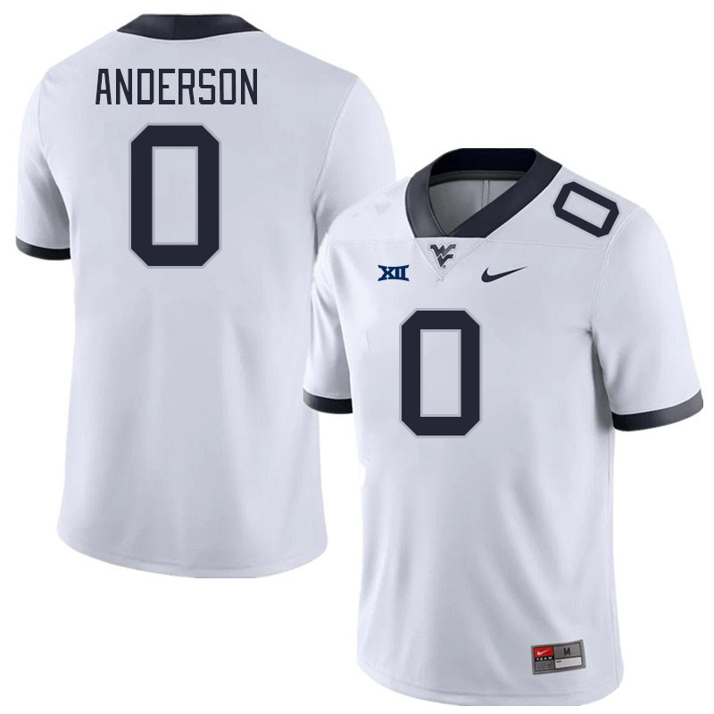 Men #0 Jaylen Anderson West Virginia Mountaineers College Football Jerseys Stitched Sale-White
